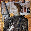 Miniature 15th century: Jeanne d'Arc with standard